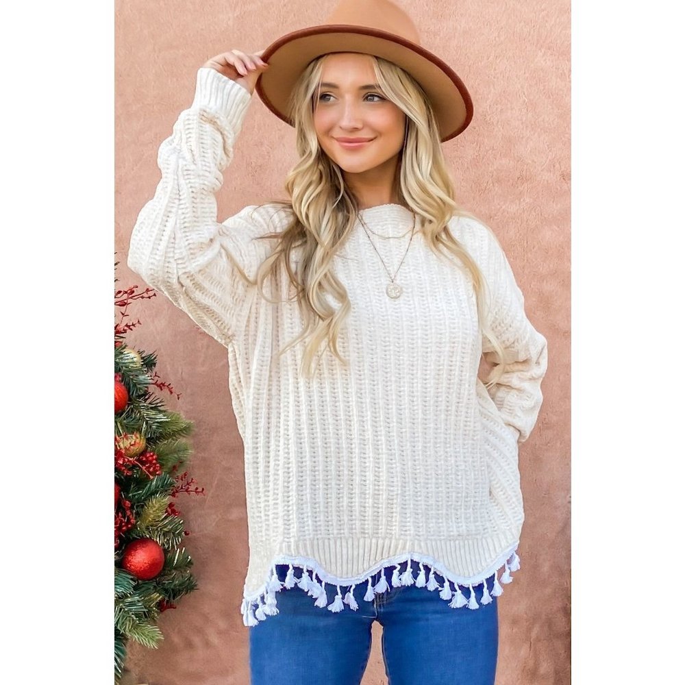 And The Why Tassel Round Neck Sweater